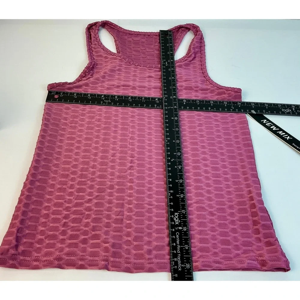 NEW MIX Mauve Honeycomb Textured Workout Tank Top &‎ Biker Shorts Set Size S/M